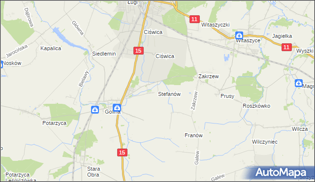 mapa Stefanów gmina Jarocin, Stefanów gmina Jarocin na mapie Targeo