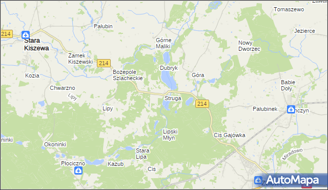mapa Struga gmina Stara Kiszewa, Struga gmina Stara Kiszewa na mapie Targeo
