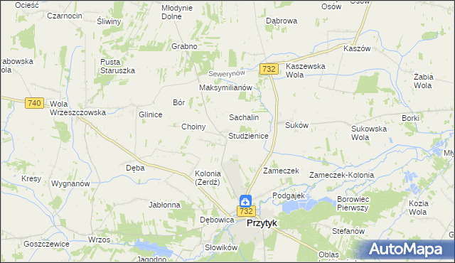 mapa Studzienice gmina Przytyk, Studzienice gmina Przytyk na mapie Targeo