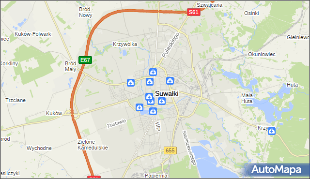 mapa Suwałk, Suwałki na mapie Targeo