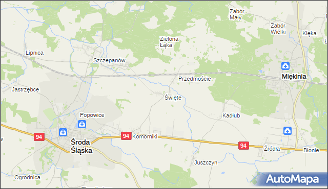 mapa Święte gmina Środa Śląska, Święte gmina Środa Śląska na mapie Targeo