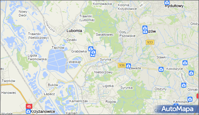 mapa Syrynia, Syrynia na mapie Targeo