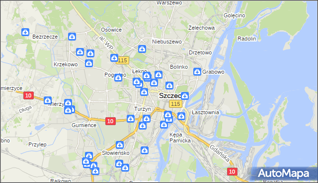 mapa Szczecina, Szczecin na mapie Targeo