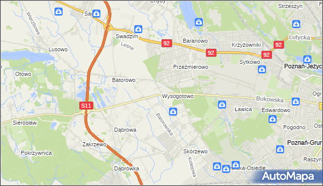 mapa Wysogotowo, Wysogotowo na mapie Targeo