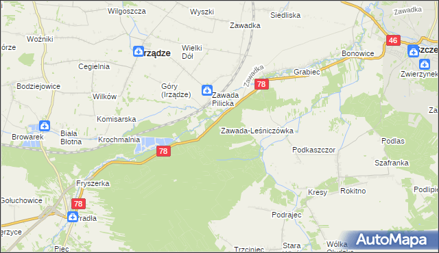 mapa Zawada-Leśniczówka, Zawada-Leśniczówka na mapie Targeo