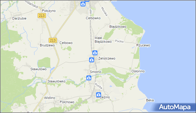 mapa Żelistrzewo, Żelistrzewo na mapie Targeo