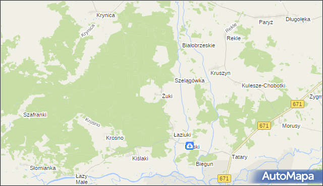 mapa Żuki gmina Tykocin, Żuki gmina Tykocin na mapie Targeo