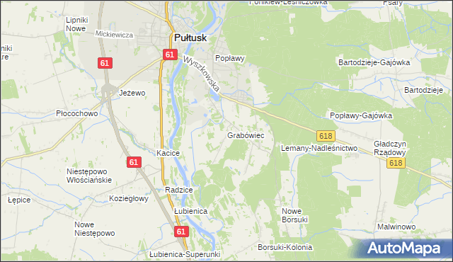 mapa Grabówiec gmina Pułtusk, Grabówiec gmina Pułtusk na mapie Targeo