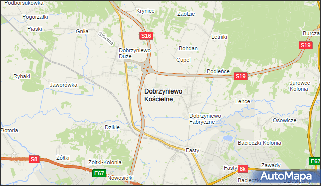 mapa Ogrodniki gmina Dobrzyniewo Duże, Ogrodniki gmina Dobrzyniewo Duże na mapie Targeo