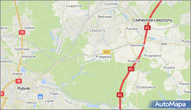 mapa Przegędza, Przegędza na mapie Targeo