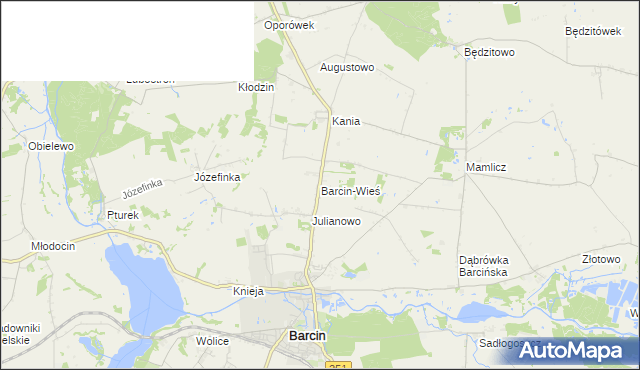 mapa Barcin-Wieś, Barcin-Wieś na mapie Targeo