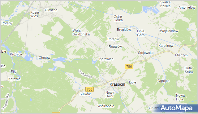 mapa Borowiec gmina Krasocin, Borowiec gmina Krasocin na mapie Targeo