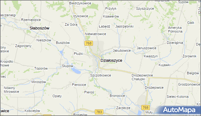 mapa Działoszyce, Działoszyce na mapie Targeo