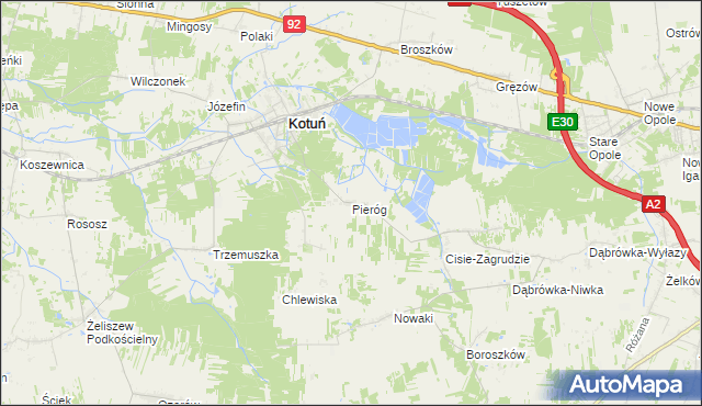 mapa Pieróg, Pieróg na mapie Targeo