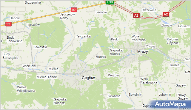 mapa Rudnik gmina Cegłów, Rudnik gmina Cegłów na mapie Targeo