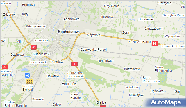mapa Czyste gmina Sochaczew, Czyste gmina Sochaczew na mapie Targeo