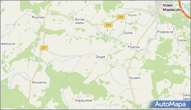 mapa Długie gmina Szprotawa, Długie gmina Szprotawa na mapie Targeo