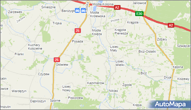 mapa Kruszyna gmina Stare Miasto, Kruszyna gmina Stare Miasto na mapie Targeo