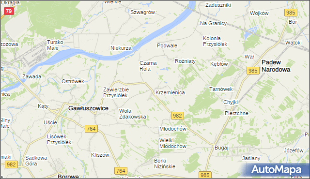 mapa Krzemienica gmina Gawłuszowice, Krzemienica gmina Gawłuszowice na mapie Targeo