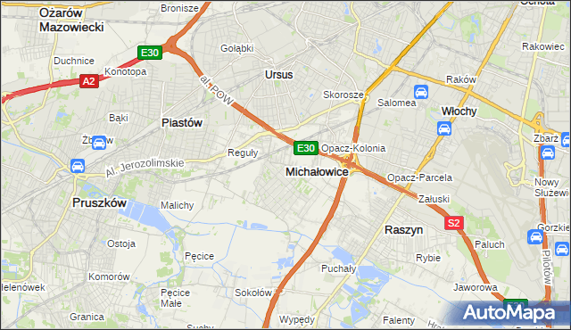 mapa Michałowice powiat pruszkowski, Michałowice powiat pruszkowski na mapie Targeo