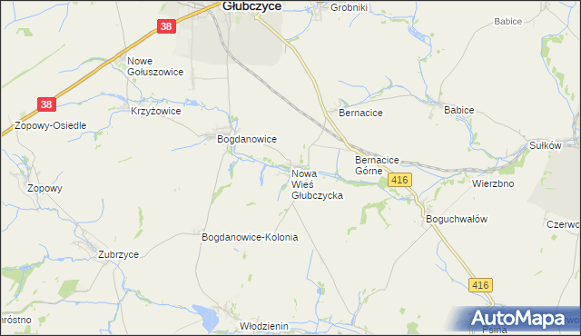 mapa Nowa Wieś Głubczycka, Nowa Wieś Głubczycka na mapie Targeo