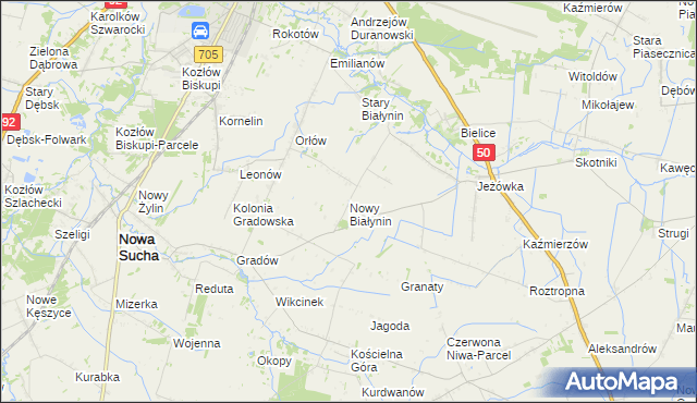 mapa Nowy Białynin, Nowy Białynin na mapie Targeo
