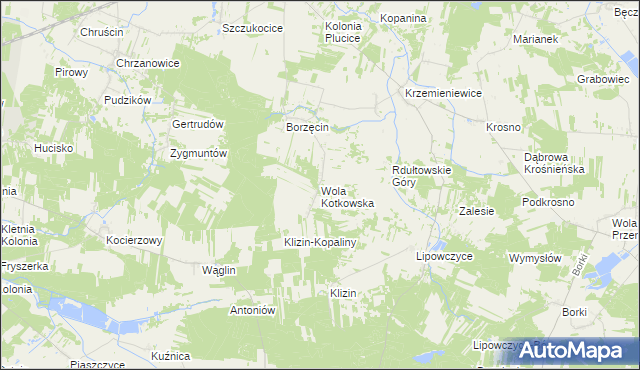 mapa Wola Kotkowska, Wola Kotkowska na mapie Targeo