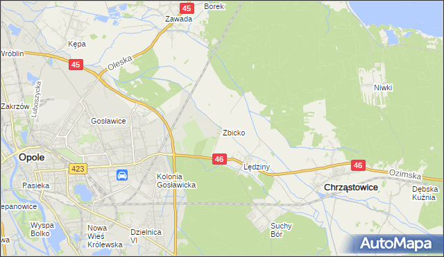 mapa Zbicko, Zbicko na mapie Targeo