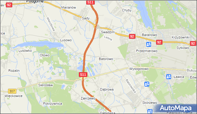 mapa Batorowo gmina Tarnowo Podgórne, Batorowo gmina Tarnowo Podgórne na mapie Targeo