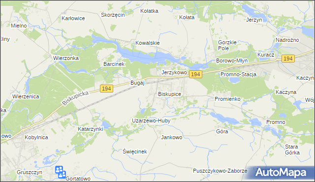 mapa Biskupice gmina Pobiedziska, Biskupice gmina Pobiedziska na mapie Targeo