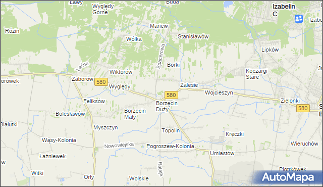 mapa Borzęcin gmina Stare Babice, Borzęcin gmina Stare Babice na mapie Targeo