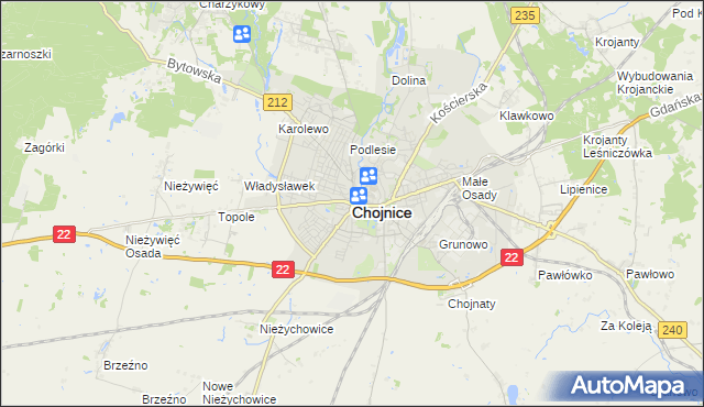 mapa Chojnic, Chojnice na mapie Targeo