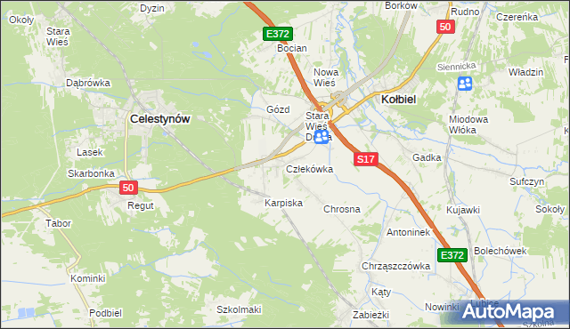 mapa Człekówka, Człekówka na mapie Targeo