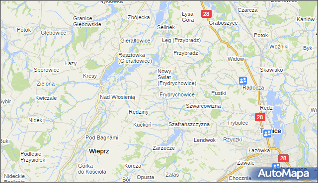 mapa Frydrychowice, Frydrychowice na mapie Targeo