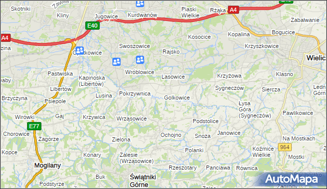 mapa Golkowice, Golkowice na mapie Targeo