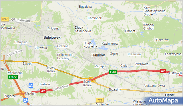 mapa Halinów powiat miński, Halinów powiat miński na mapie Targeo