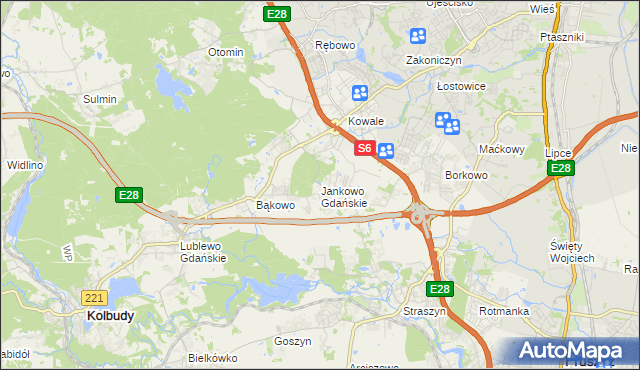 mapa Jankowo Gdańskie, Jankowo Gdańskie na mapie Targeo