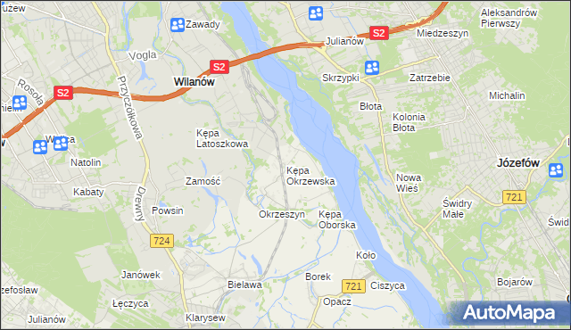 mapa Kępa Okrzewska, Kępa Okrzewska na mapie Targeo