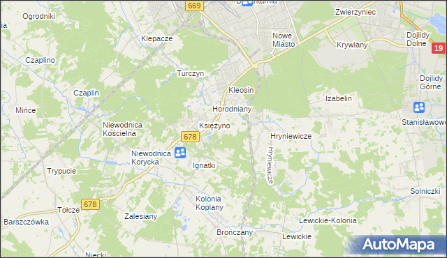 mapa Księżyno-Kolonia, Księżyno-Kolonia na mapie Targeo