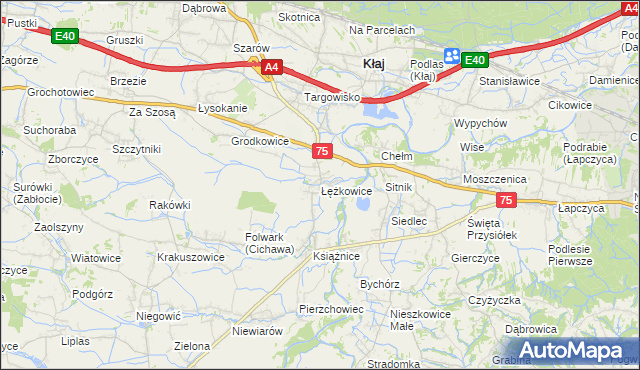 mapa Łężkowice, Łężkowice na mapie Targeo