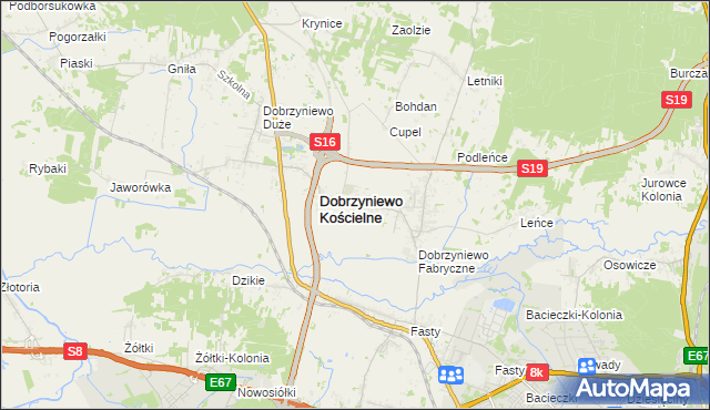 mapa Ogrodniki gmina Dobrzyniewo Duże, Ogrodniki gmina Dobrzyniewo Duże na mapie Targeo
