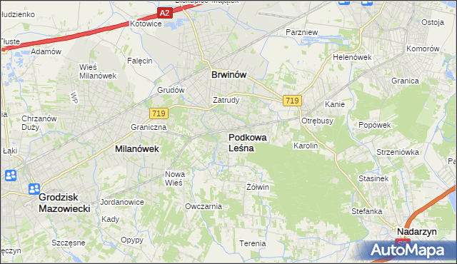 mapa Podkowa Leśna, Podkowa Leśna na mapie Targeo