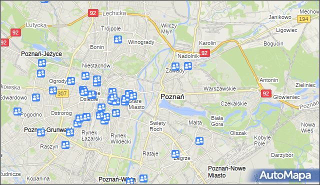 mapa Poznania, Poznań na mapie Targeo