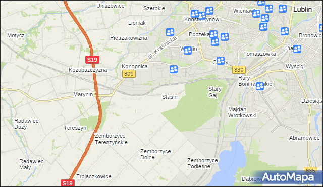 mapa Stasin gmina Konopnica, Stasin gmina Konopnica na mapie Targeo