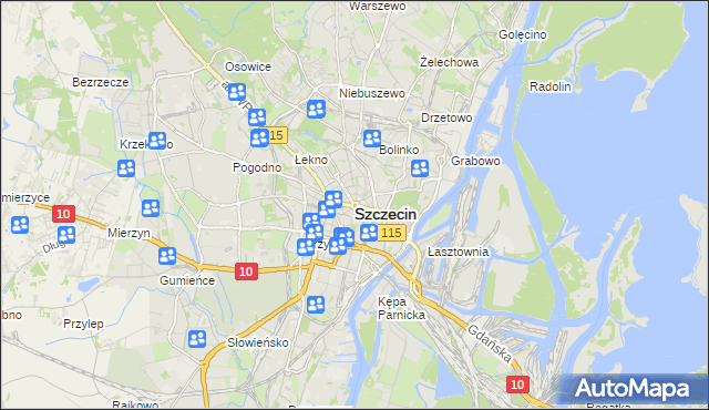 mapa Szczecina, Szczecin na mapie Targeo