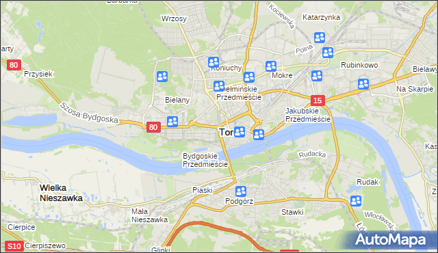 mapa Torunia, Toruń na mapie Targeo