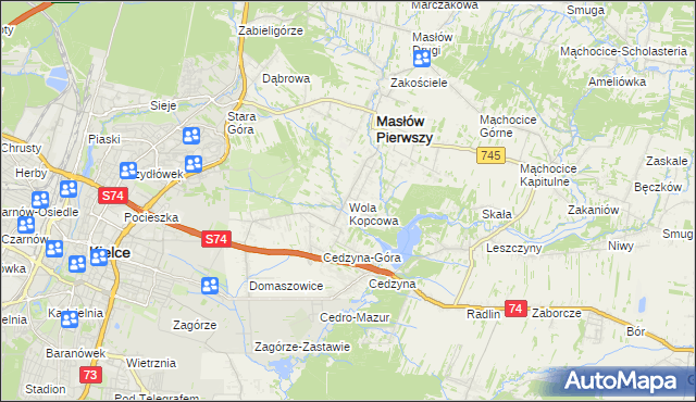 mapa Wola Kopcowa, Wola Kopcowa na mapie Targeo