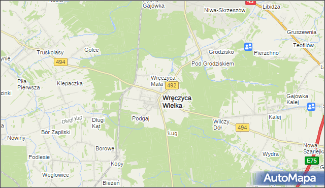 mapa Wręczyca Wielka, Wręczyca Wielka na mapie Targeo