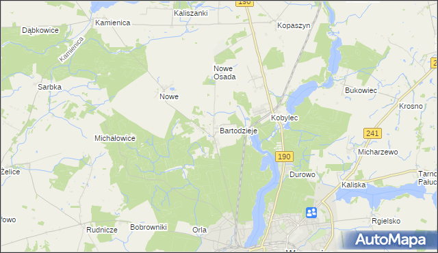 mapa Bartodzieje gmina Wągrowiec, Bartodzieje gmina Wągrowiec na mapie Targeo