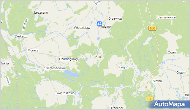 mapa Buk gmina Przybiernów, Buk gmina Przybiernów na mapie Targeo